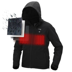 Heated Waterproof Jacket with 5 Zones, Intelligent Hood, for Work, Motorcycle, Skiing, Riding