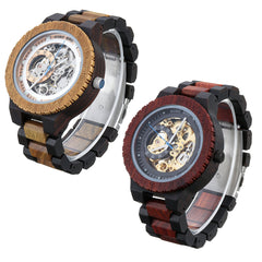 Men Wooden Luminous Hand Wristwatches Mechanical Watch