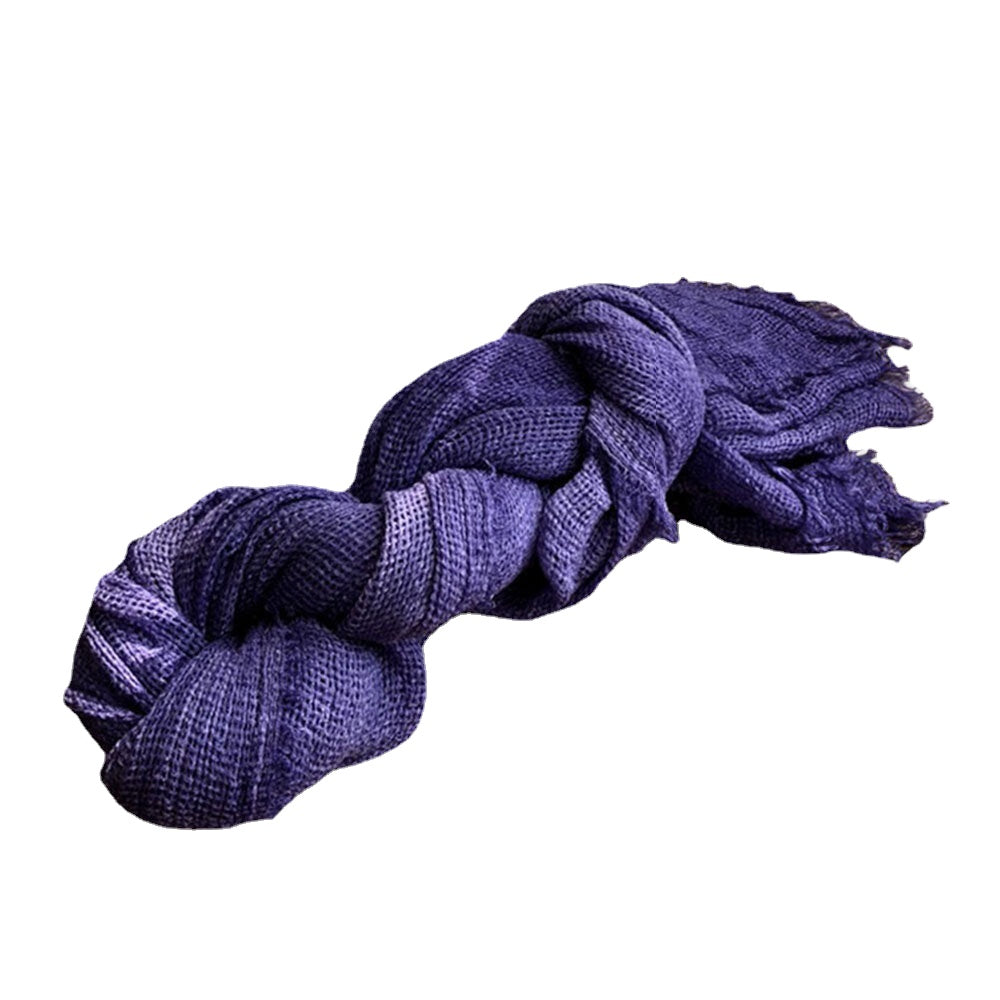 Women's Ethnic Style Cotton Scarf Shawl - Warm, Solid, Dirty Dyed for Autumn/Winter