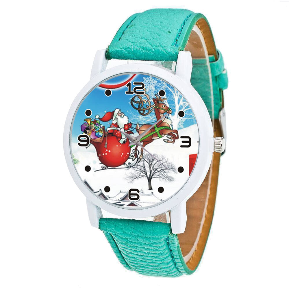 Cartoon Santa Claus and Snowfield Pattern Cute Kid Watch Fashion Children Quartz Watch