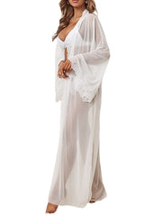 Women's Sexy Lace V-Neck Maxi Sheath Dress - Classic Bow Party Wear