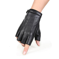 PU Leather Winter Half Finger Motorcycle Gloves - Warm Fleece for Outdoor Hunting