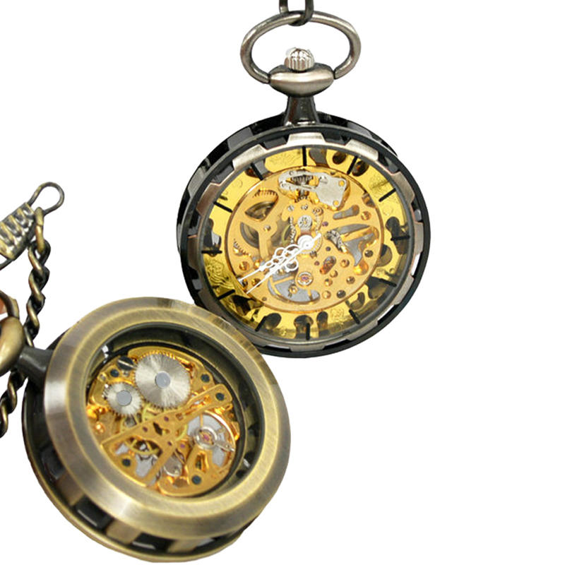 Coverless Hollow Gold Luxury Mechanical Watch Pocket Watch