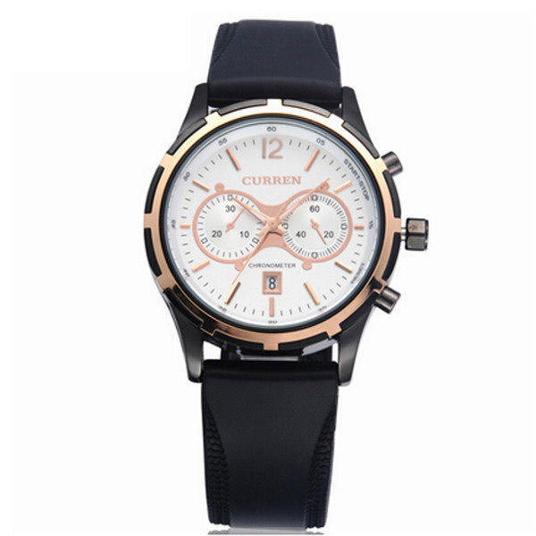 Casual Men Rubber Band Analog Quartz Wrist Watch