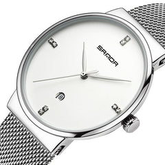 Men's Fashion Quartz Watch with Simple Dial & Stainless Steel Strap