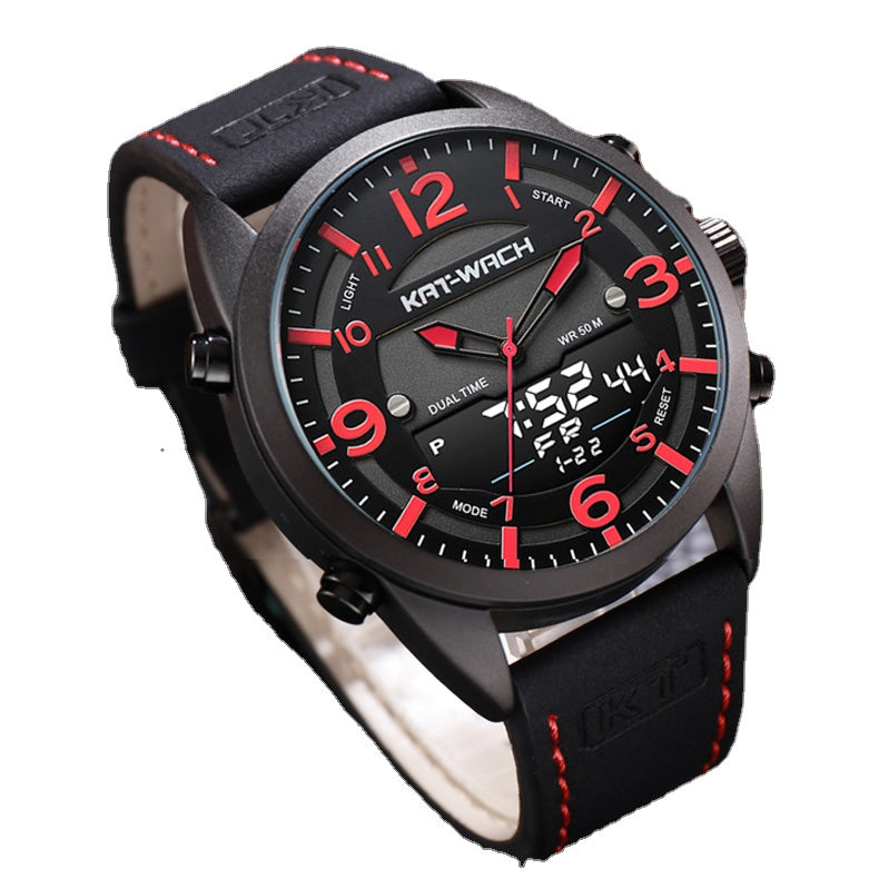 Multifunction Fashion Digital Watch Luminous LED Display Chronograph Calendar Alarm Clock 5ATM Waterproof Outdoor Dual Display Watch