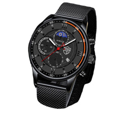 7 Colors Stainless Steel Strap Men's Business Casual Multifunctional Calendar Luminous Quartz Watch