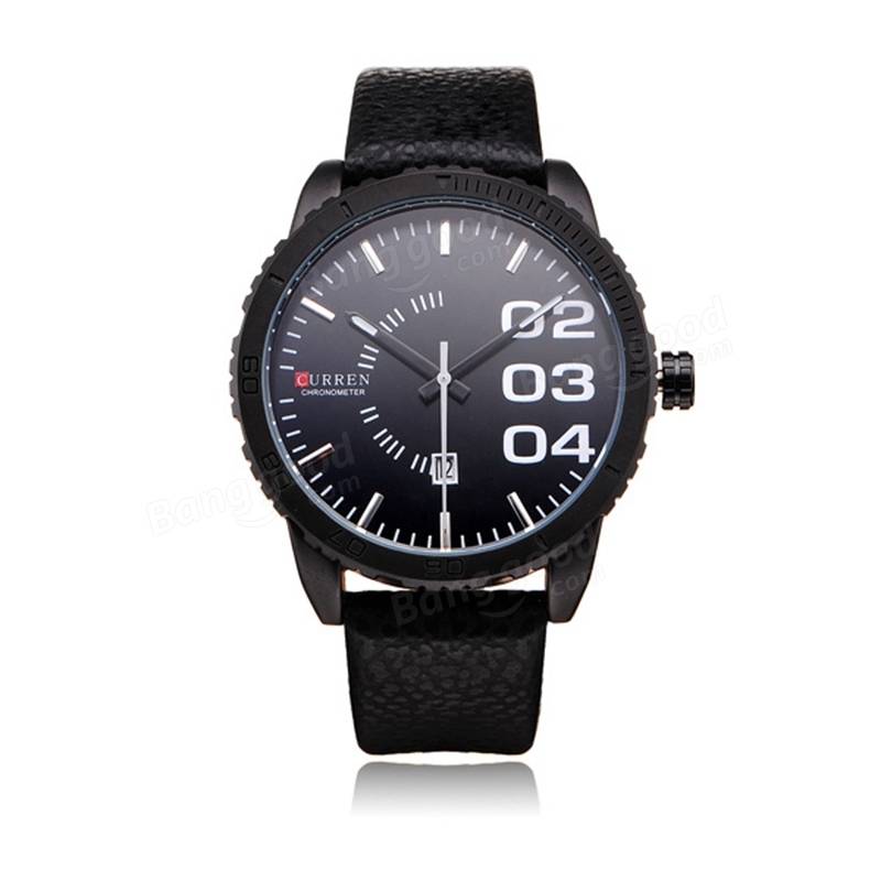 Stylish Life Waterproof PU Leather Band Men Quartz Sport Wrist Watch