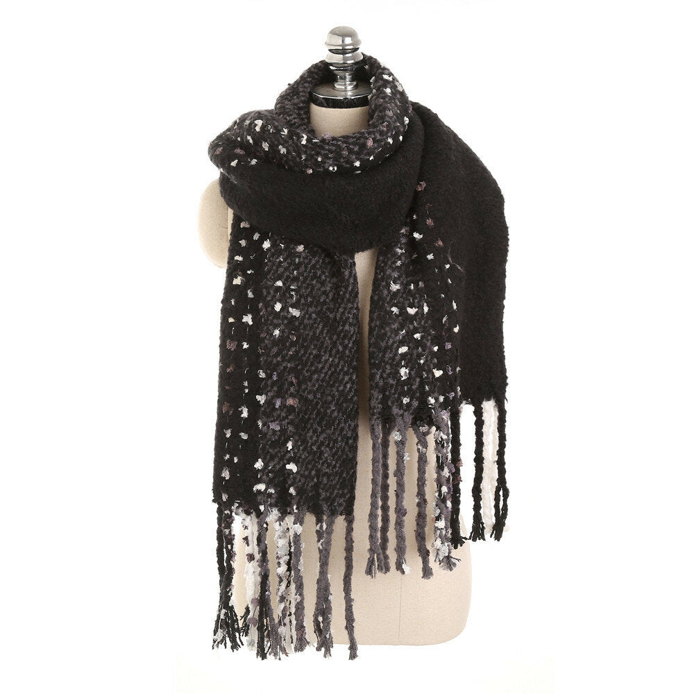 Women's Vintage Cashmere-Feel Tassel Scarf Shawl - Winter Warmth