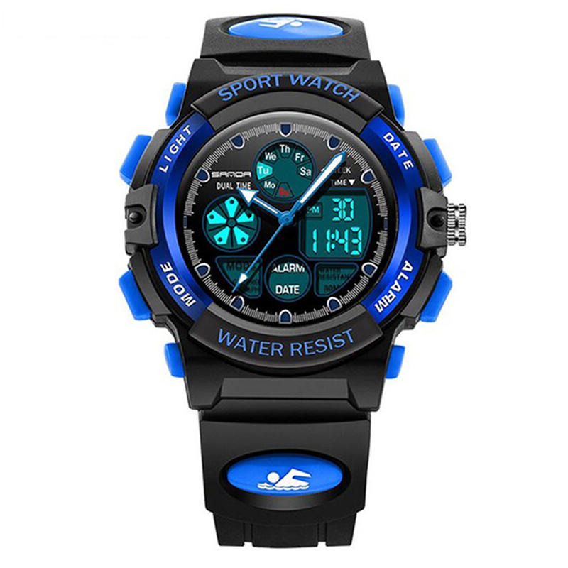 Dual Display Digital Watch Children Colorful Alarm Luminous Calendar Stopwatch Sport Watch