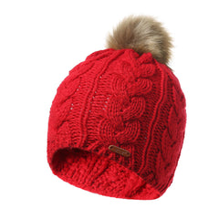 Women's Thick Knit Ski Hat with Earmuffs - Winter Cotton Beanie