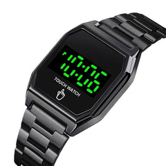 LED Display Luminous Smart Touch 30M Waterproof Stainless Steel Strap Digital Watch