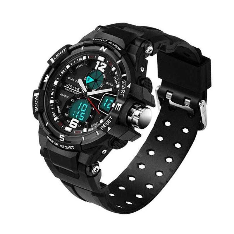 Chronograph Luminous Week Display Waterproof Men Sport Dual Display Digital Watch