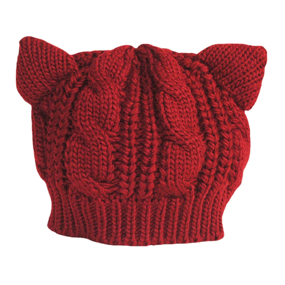 Unisex Woolen Cat Ear Warm Knitted Hat - Cute, Soft, Casual, All-Match for Couples