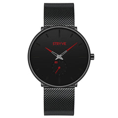 Men Simple Dial Full Mesh Steel Strap Independent second Dial Quartz Watch