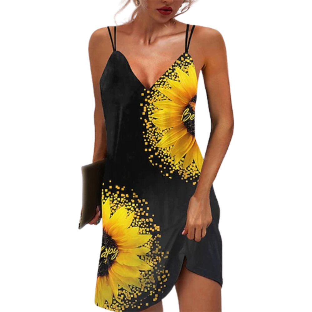 Women's Casual Sleeveless V Neck Stylish Lace Up Dress