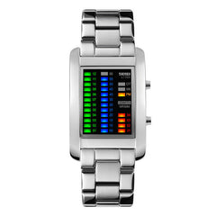 Business Style LED Display Wrist Watch Steel Band Creative Style Digital Watch