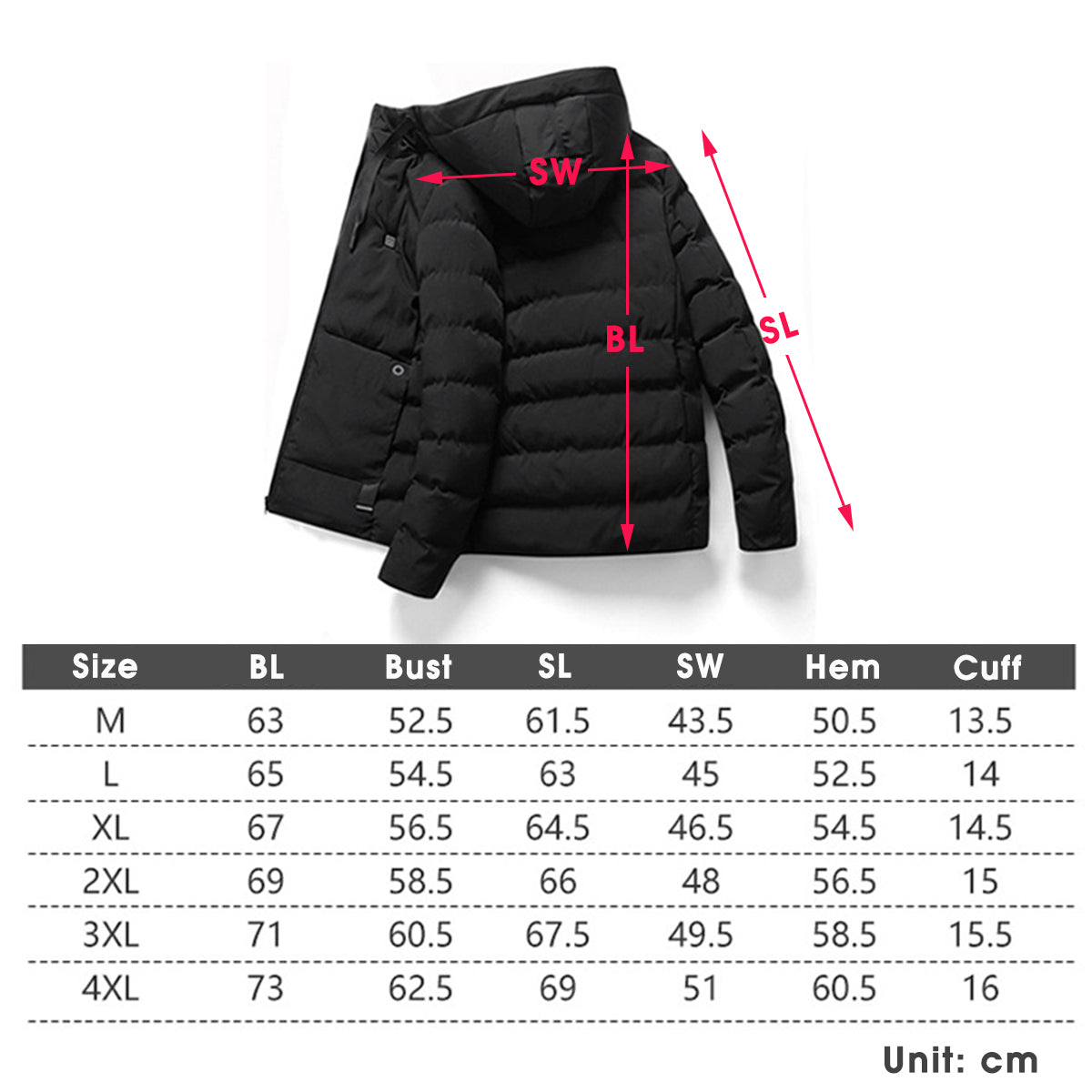 Men's USB Heated Hooded Winter Jacket - Electric Warm Overcoat