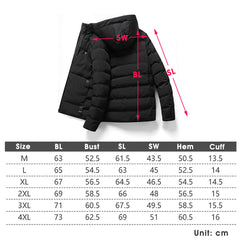 Men's USB Heated Hooded Winter Jacket - Electric Warm Overcoat