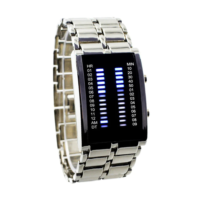 Binary LED Display Men Business Luminous Waterproof Electronic Digital Watches