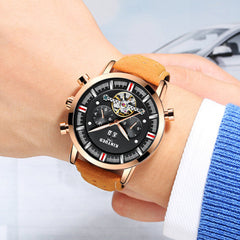 Fashion Style Brathable Leather Strap Automatic Men Business Mechanical Watch