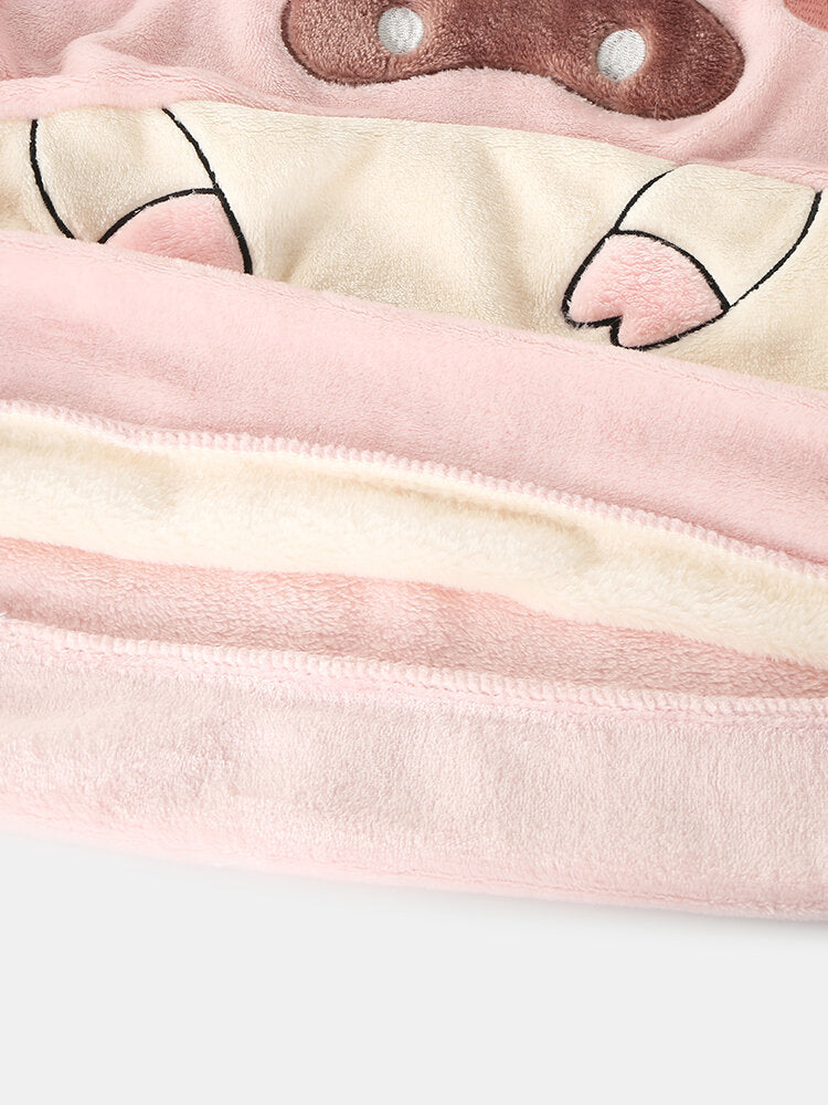 Women's Pig Graphic Flannel Pajama Set - Long Sleeve Sweatshirt & Elastic Waist Pants