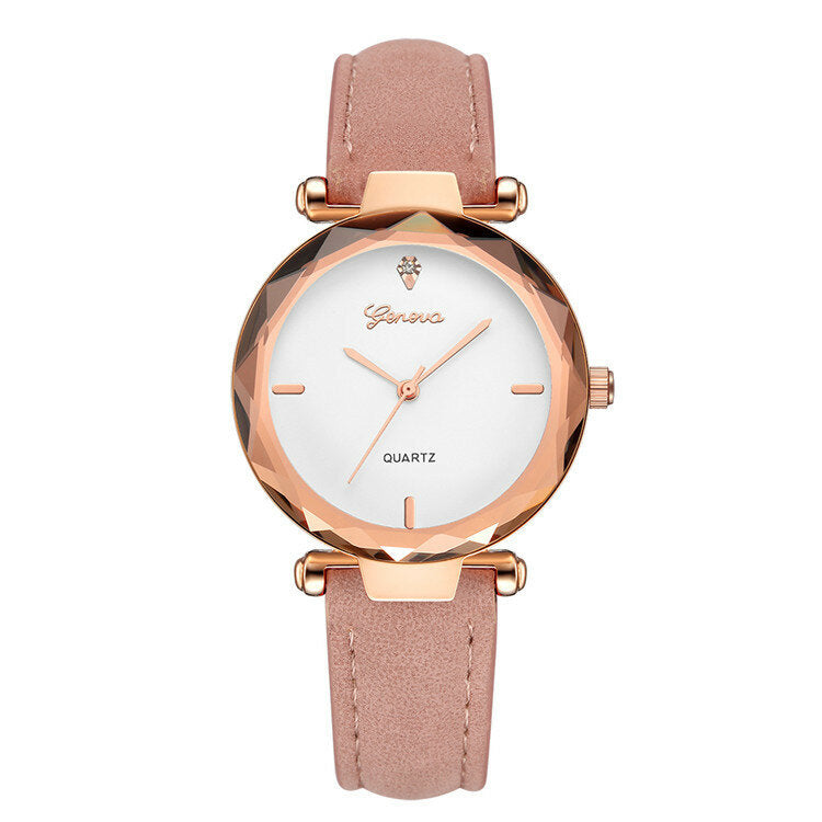 Leather Strap Simple Dial Design Metal Case Women Watch Ladies Dress Quarta Watch