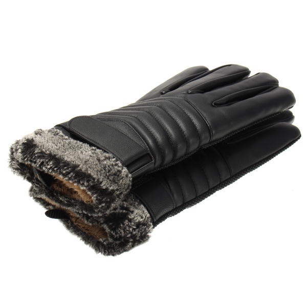 Black PU Gloves for Riding, Racing, Skiing, Fishing, Motorcycle & Mountain Biking - Thick & Durable