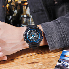 Luminous 5ATM 3Time Multi-Function Outdoor Men Watch Dual Display Digital Watch