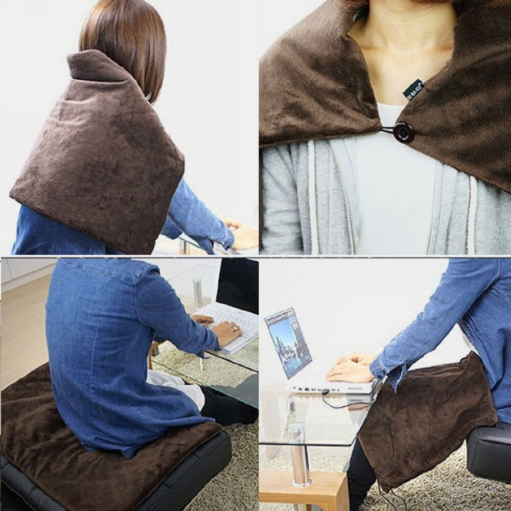 Unisex USB Heated Windproof Knitted Shawl for Outdoor Warmth