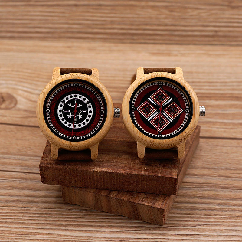 Retro Style Wood Wrist Watches Leather Strap Ladies Watch