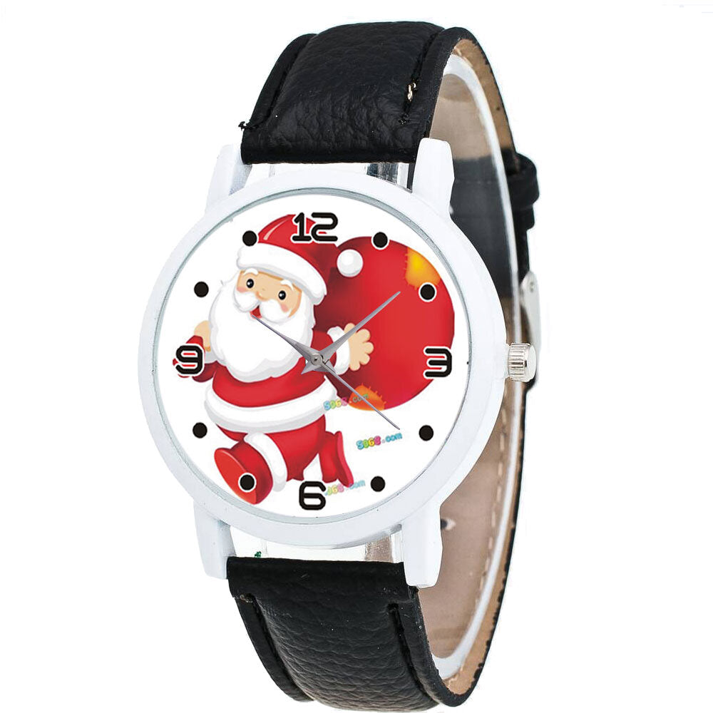 Cartoon Santa Claus and Gift Pattern Cute Kid Watch Fashion Children Quartz Watch