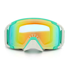 Motorcycle Anti Fog Dumb Goggles Snowmobike SKI Lens Spherical green Frame