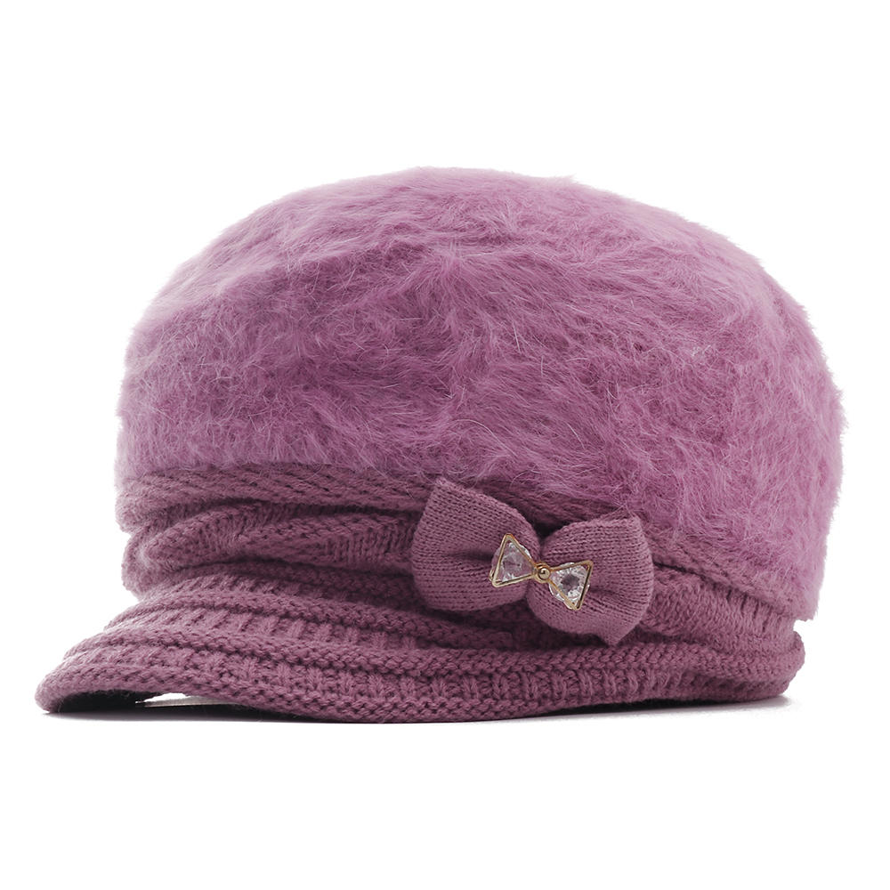 Women's Winter Knit Velvet Beret Hat - Warm Outdoor Leisure Cap