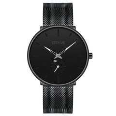 Men Simple Dial Full Mesh Steel Strap Independent second Dial Quartz Watch