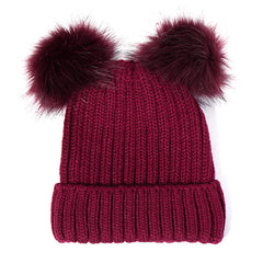 Women's Knitted Winter Beanie with Pom Pom - Warm, Soft Fur Ball Cap