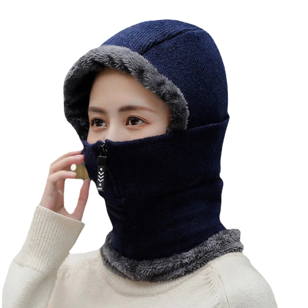 Unisex Wool Velvet Warm Windproof Neck & Face Protection Knitted Riding Hat