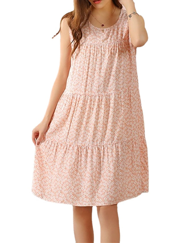 Women's Pajamas Nightgown Flower Fashion Simple Comfort Home Daily Bed Cotton Breathable Gift
