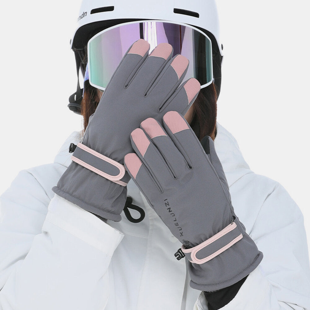 Women's Touchscreen Windproof Waterproof Skiing & Riding Full-Finger Warm Gloves