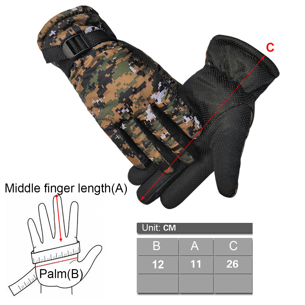 Camouflage Windproof Skiing & Cycling Gloves - Warm, Durable for Motorcycle & Bike