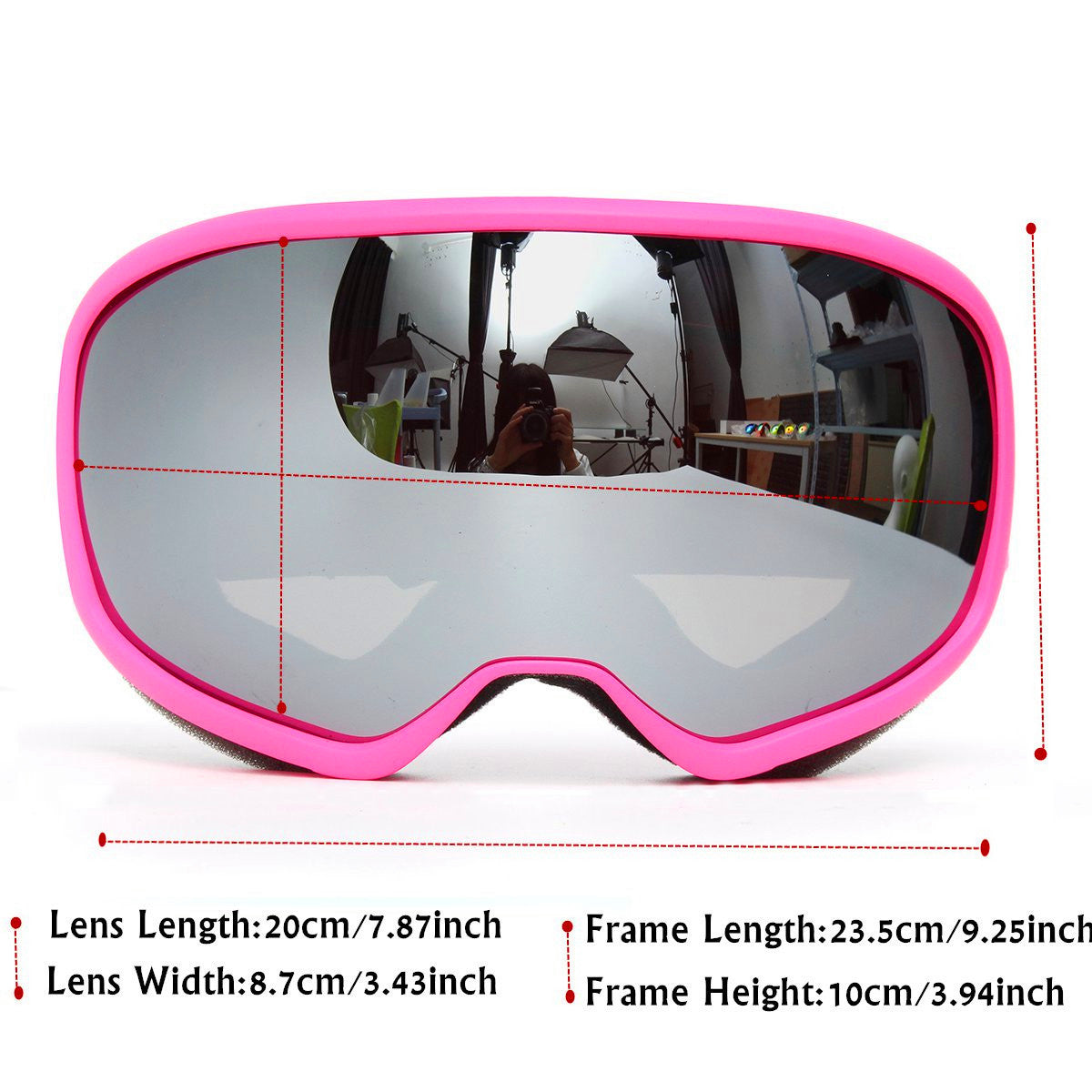 Pink Skiing Goggles Double Lens Anti Fog UV Snowboard Snowmobile Motorcycle Glasses