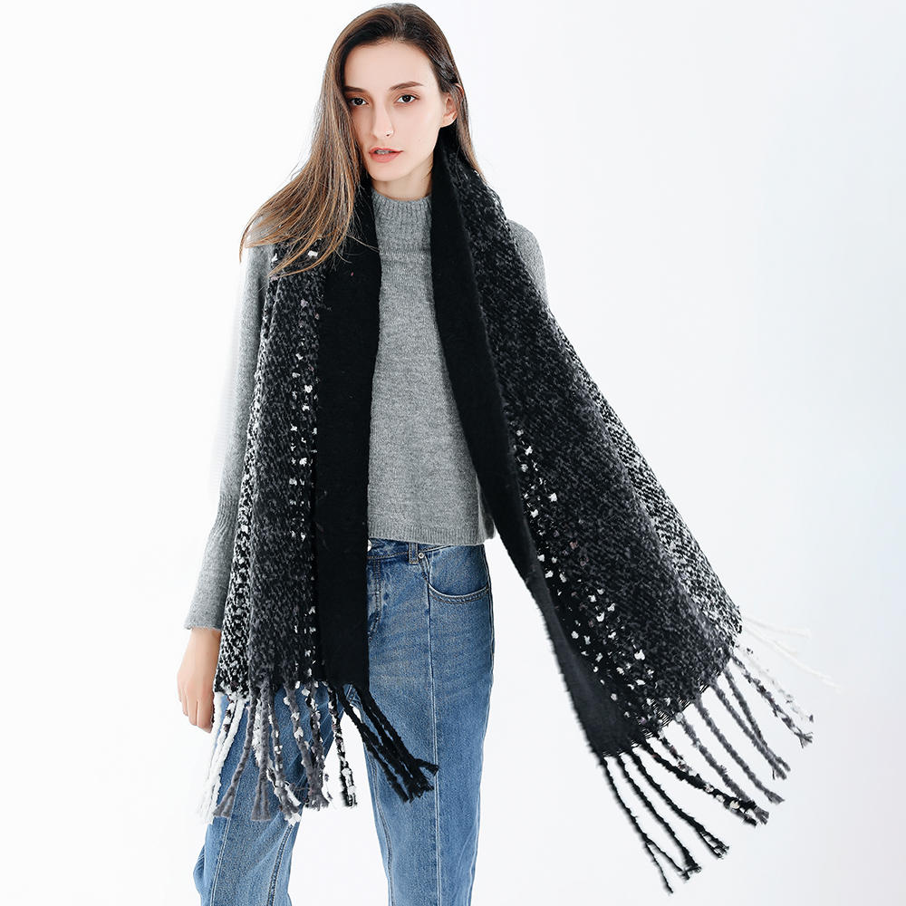 Women's Vintage Cashmere-Feel Tassel Scarf Shawl - Winter Warmth