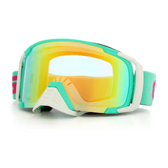 Motorcycle Anti Fog Dumb Goggles Snowmobike SKI Lens Spherical green Frame