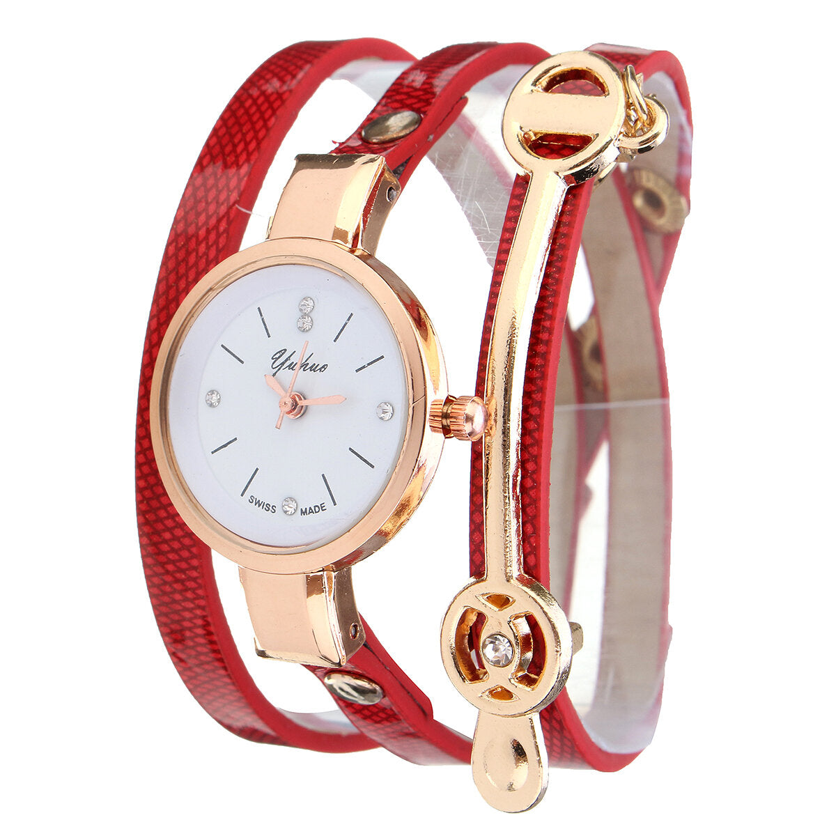 PU Leather Strap Simple Crystal Dial Women Watch Ladies Dress Quartz Watch