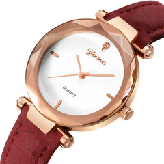 Leather Strap Simple Dial Design Metal Case Women Watch Ladies Dress Quarta Watch