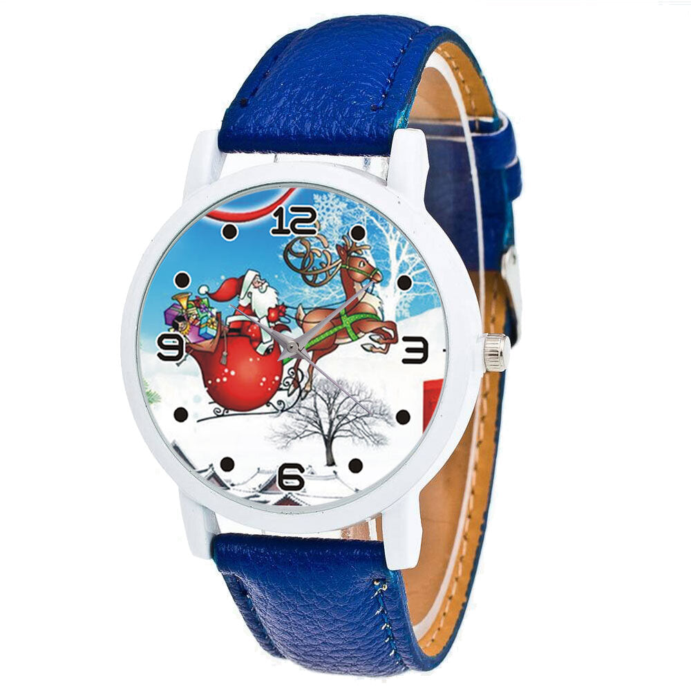 Cartoon Santa Claus and Snowfield Pattern Cute Kid Watch Fashion Children Quartz Watch