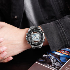 Men Digital Quartz Watch 3ATM Waterproof Luminous Display Dual Display Watch