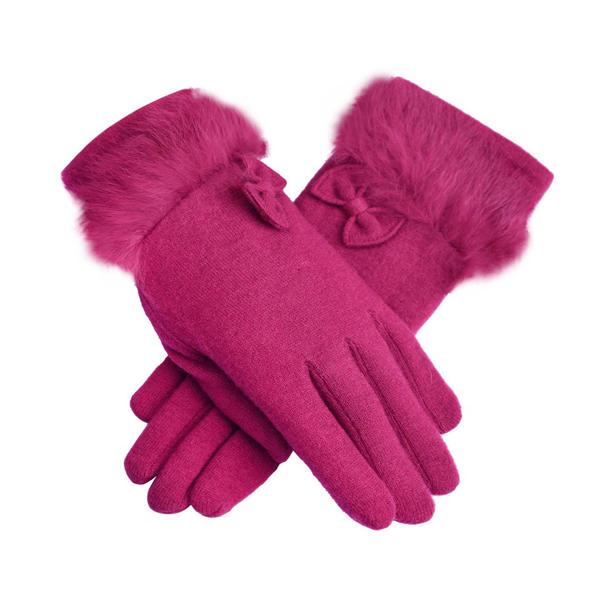 Elegant Women's Wool Gloves - Warm, Windproof, Full Finger Design