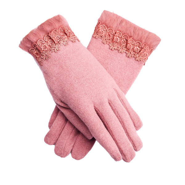 Elegant Women's Wool Gloves - Warm, Windproof, Full Finger Design