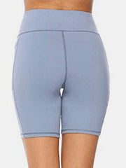 Plus Size Women Dry Quickly Solid Color Biker Sport Shorts With Pocket
